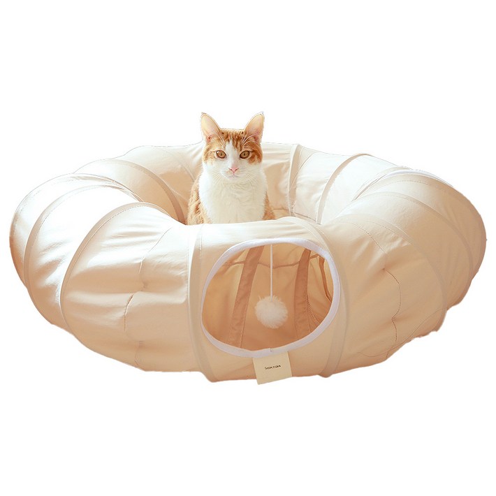 소심한호랑이 빼꼼터널 고양이 장난감, 버터크림, 1개