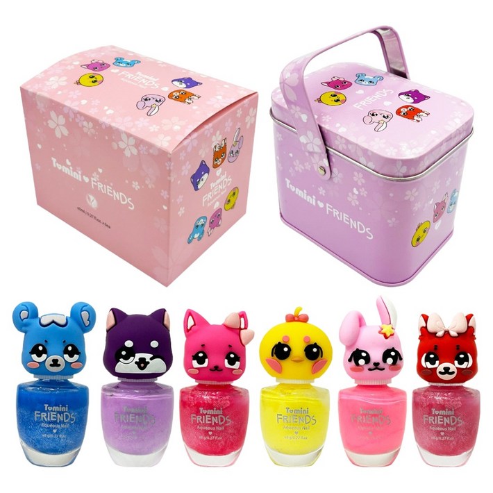 투미니 프렌즈 수성 어린이 매니큐어 6종  틴케이스