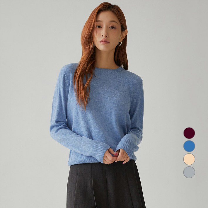 클라비스 여성용 촉감니트 울혼방 베이직 풀오버