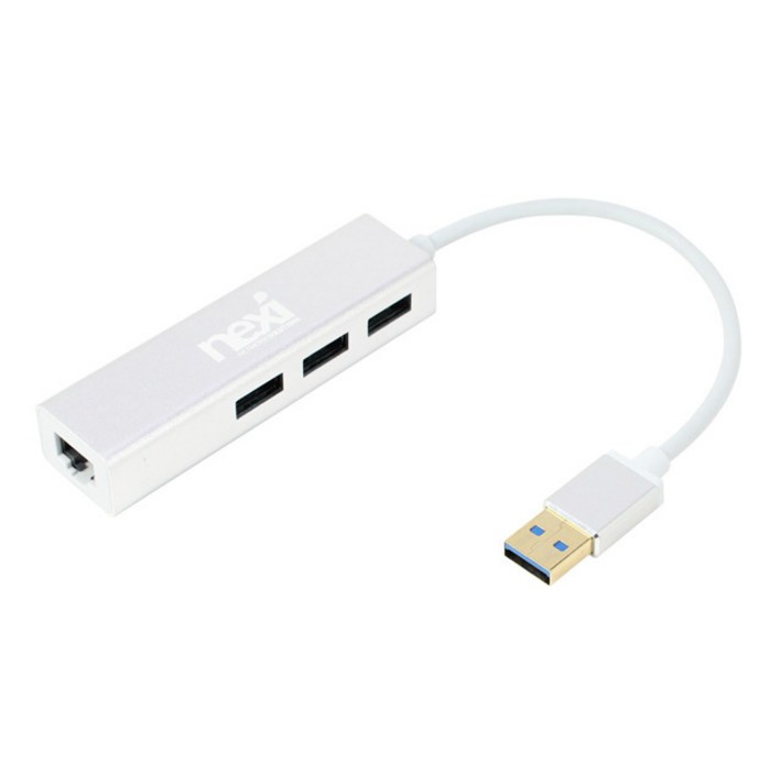 넥시 USB3.0 USB 허브 3포트 기가비트 유선 랜카드 NXUH3P1L