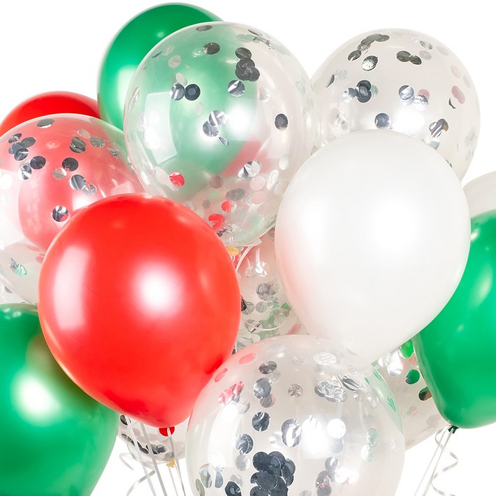 파티팡 헬륨풍선효과 컨페티벌룬 메리크리스마스 30p  컬링리본 50m  스폰지닷 50p