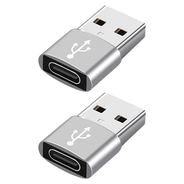 잇곰 스마트 IG USB A타입C타입 고속 변환 젠더, 2cm, 실버, 2개