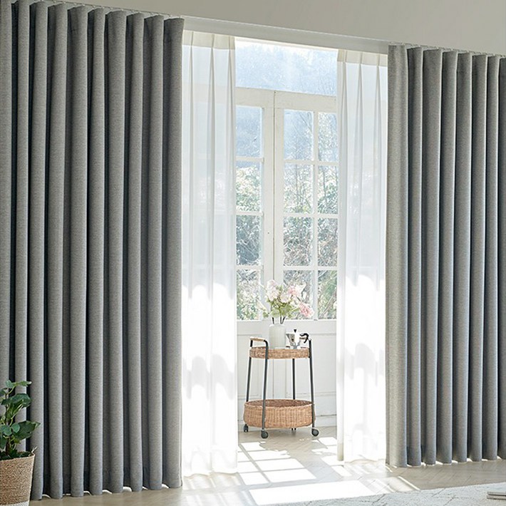 데코지오 브라우니 형상기억 암막커튼 세트