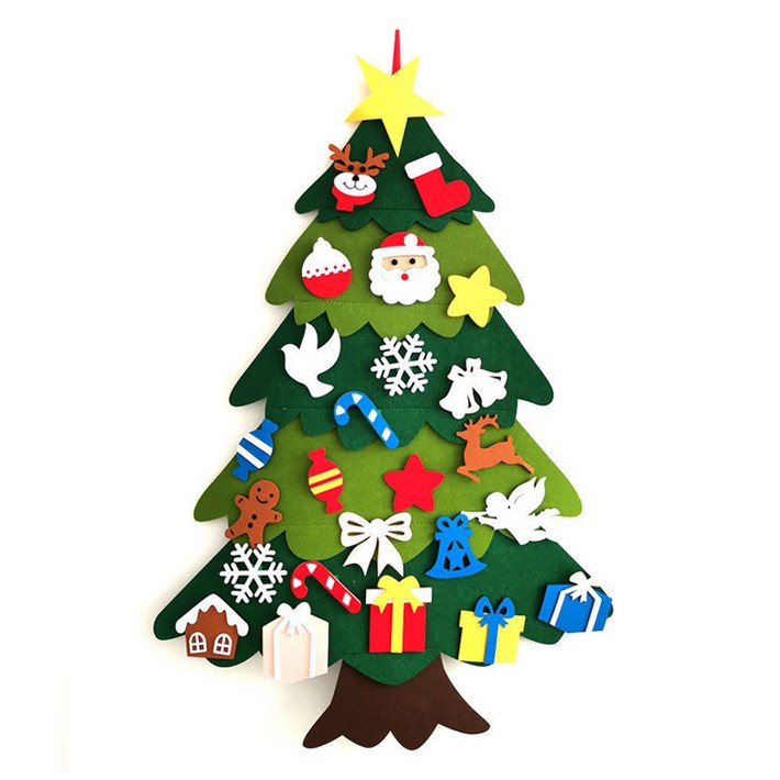 마다꾸미 DIY 크리스마스 트리 부직포 펠트 키트 5단 선물 트리, 혼합색상, 70 x 98 cm, 1개