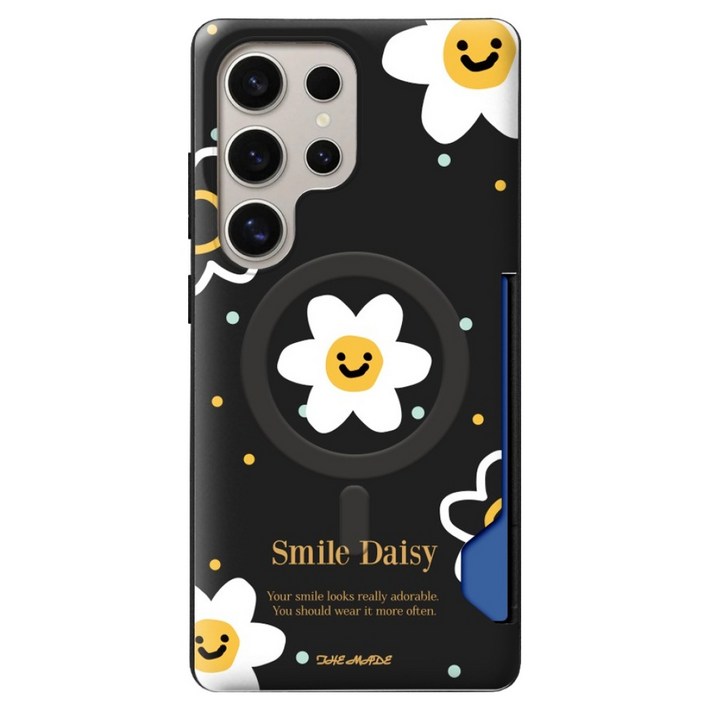 스마일 데이지 카드 2장 수납 맥세이프 슬림 범퍼 휴대폰 케이스
