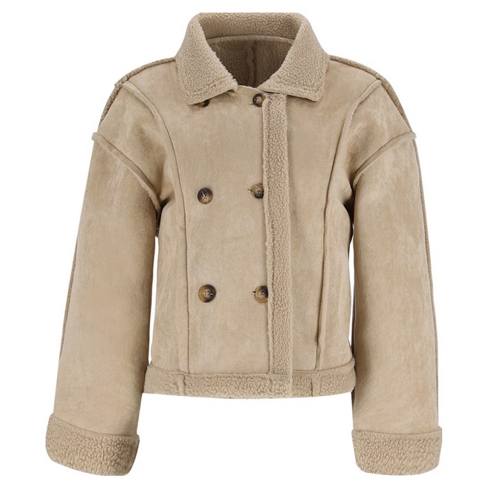 이사베이 여성용 비건 시어링 퍼 무스탕 버튼 자켓 VHJZZ4107