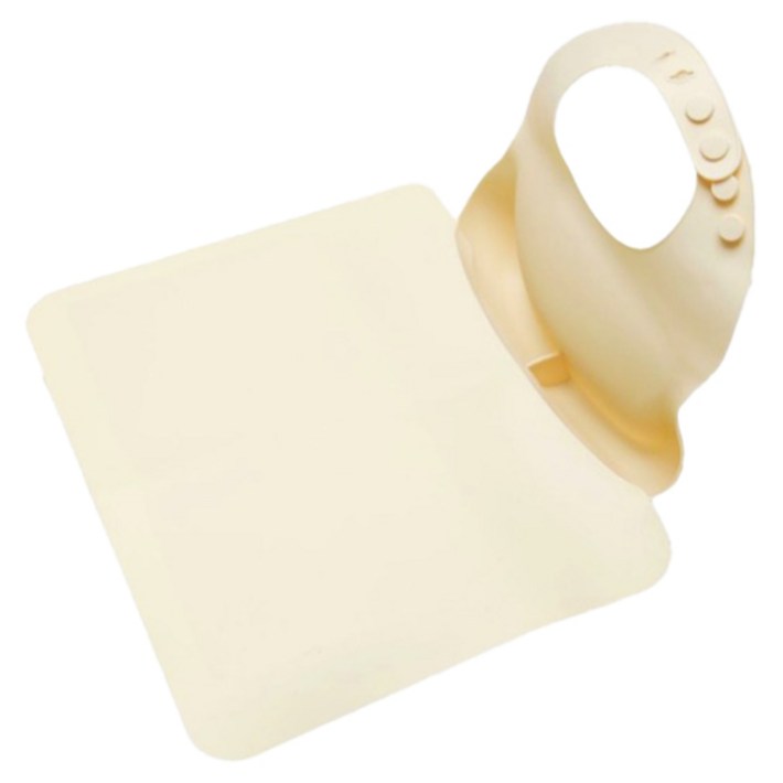 육아에 지친 엄마가 만든 자기주도 이유식 식판 매트 결합 턱받이, 베이지, 1개, 1개입