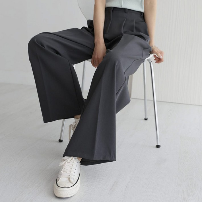 앤드스타일 여성용 숏기본롱 기장 맞춤 4탄 모던 핀턱 와이드 슬랙스 264381