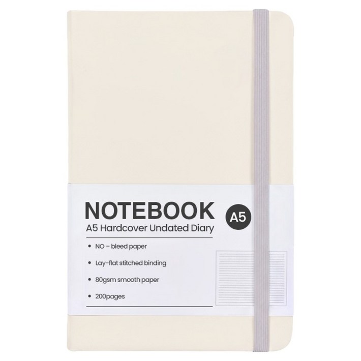 모더너리 A5 하드커버 업무용 플래너 만년 다이어리, 크림 화이트, 1개