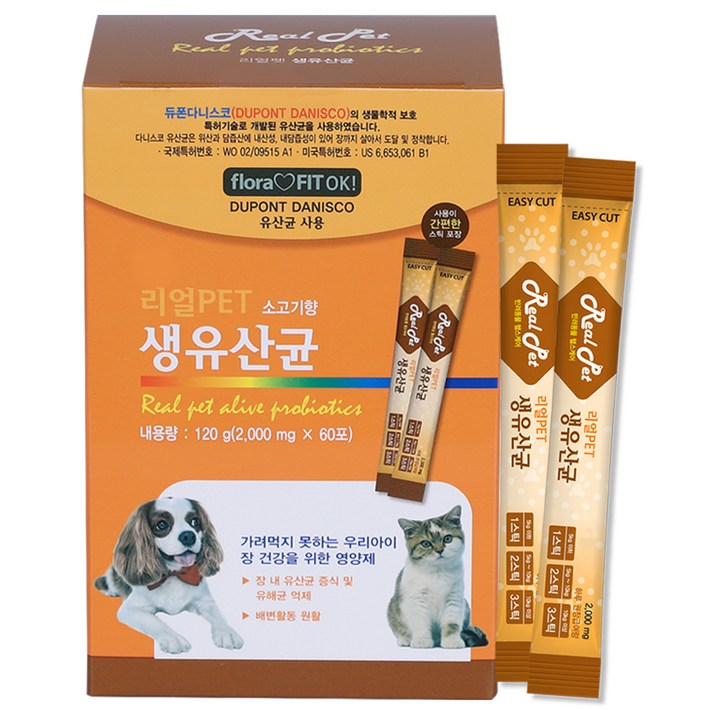 리얼펫 강아지 고양이 생유산균 영양제 120g, 소고기향, 1개, 장건강