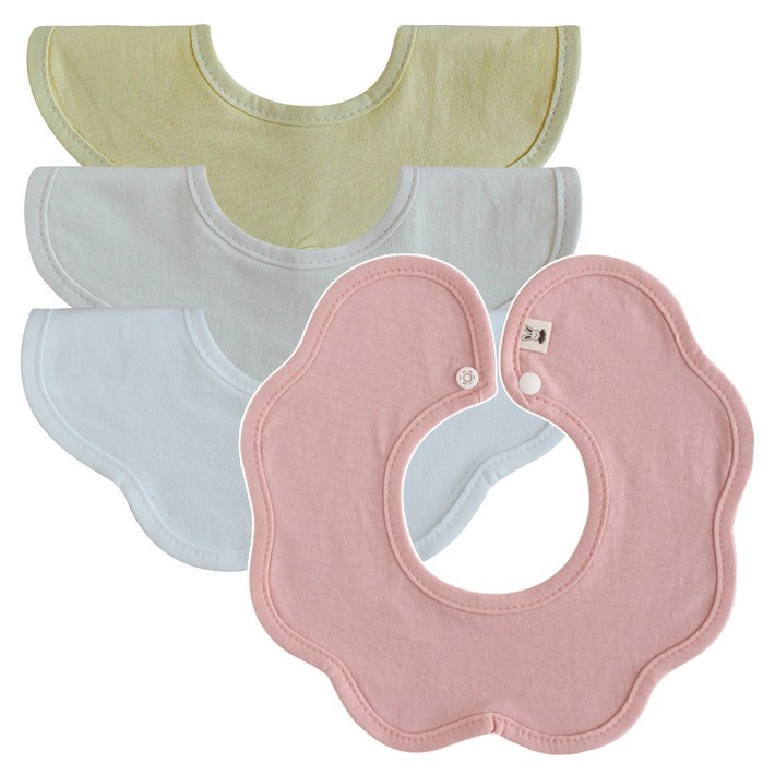 바니블라썸 여름용 롤링 턱받이 4종 세트, 피치버터옐로베이지백아이, 4개입, 1세트