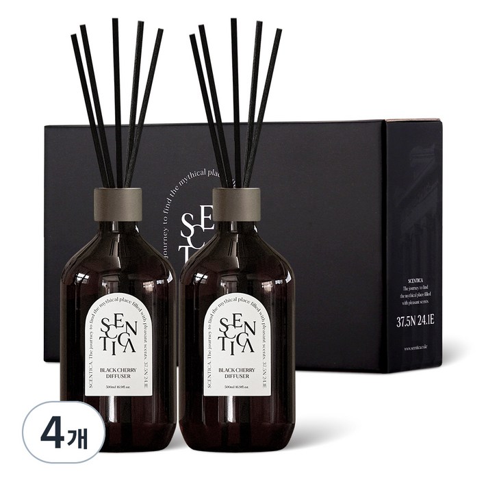센티카 프리미엄 대용량 디퓨저 500ml x 2p, 블랙체리, 500ml, 4개