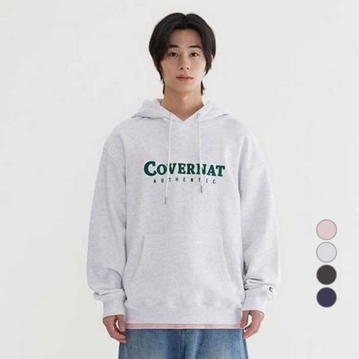 커버낫 남녀공용 어센틱 로고 후드티