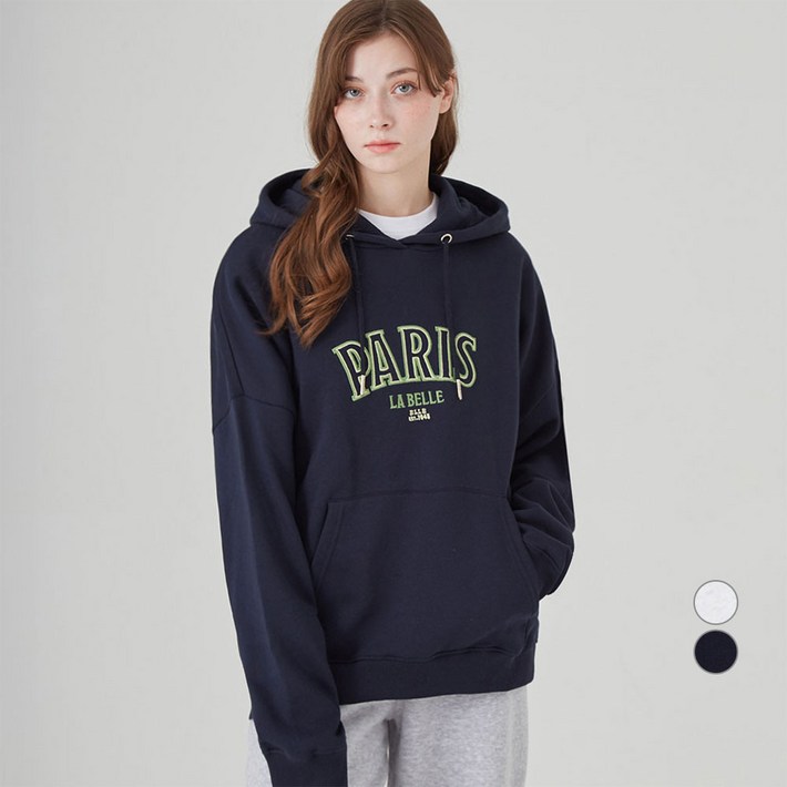 ELLE PARIS 자수 그래픽 기모 후디 PARIS