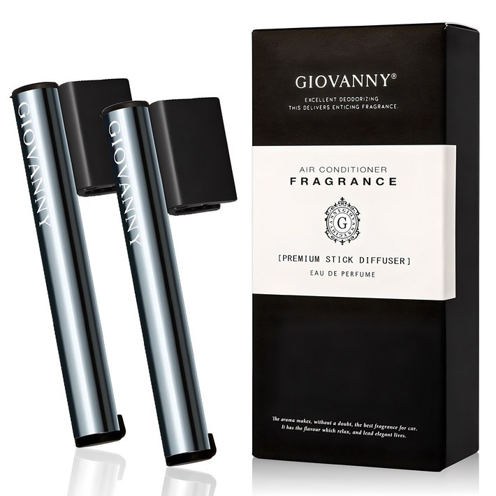 GIOVANNY 차량용 스틱 디퓨저 케이스 피코크 블루 2p + 2g 리필 4p 세트