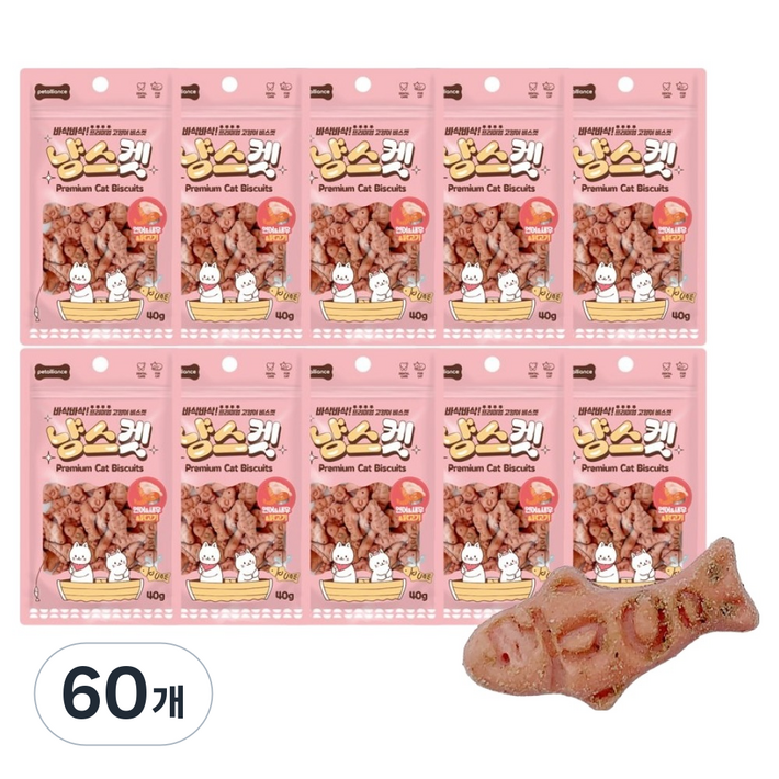 냥스켓 고양이 비스켓, 60개, 40g, 연어새우닭고기