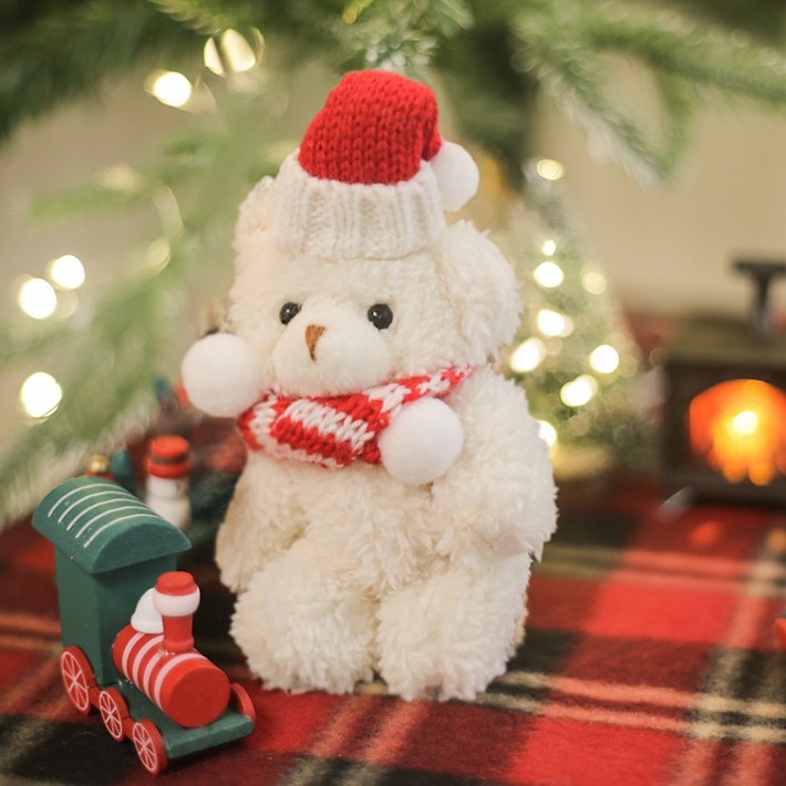 이플린 크리스마스 소품 산타 곰 인형 키링 트리 오너먼트 장식