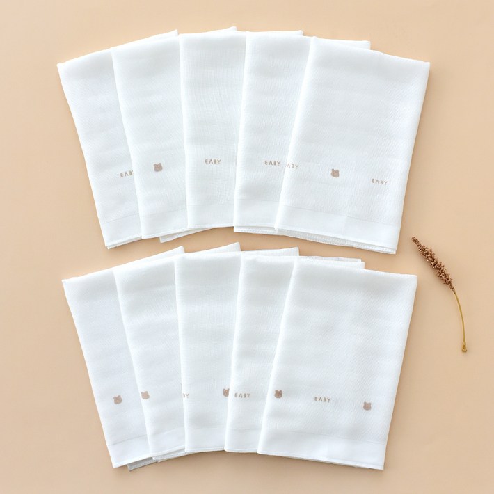 베이비앤아이 유아용 밤부 고미 거즈 손수건 10p