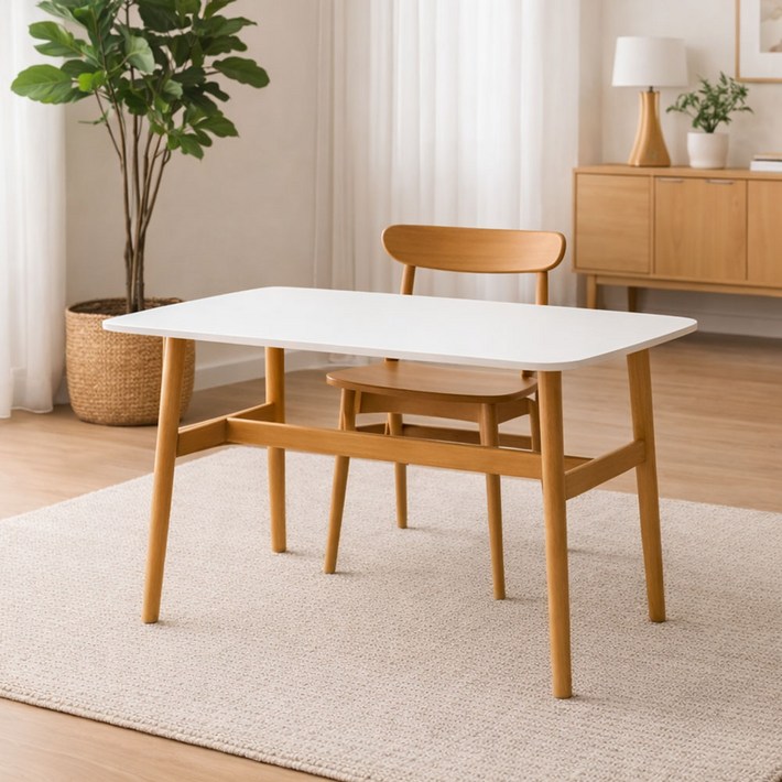 가구느낌 해피테이블 인테리어 식탁 1000 x 600 x 750 mm, 화이트네추럴, 4인용