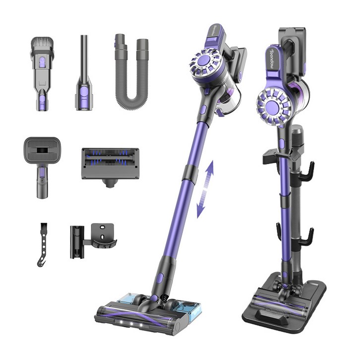 2025년형 Teendow 차이슨 무선청소기 스틱형 가성비 원룸 청소기물걸레 키트반려동물 펫브러쉬침구 브러쉬, 퍼플