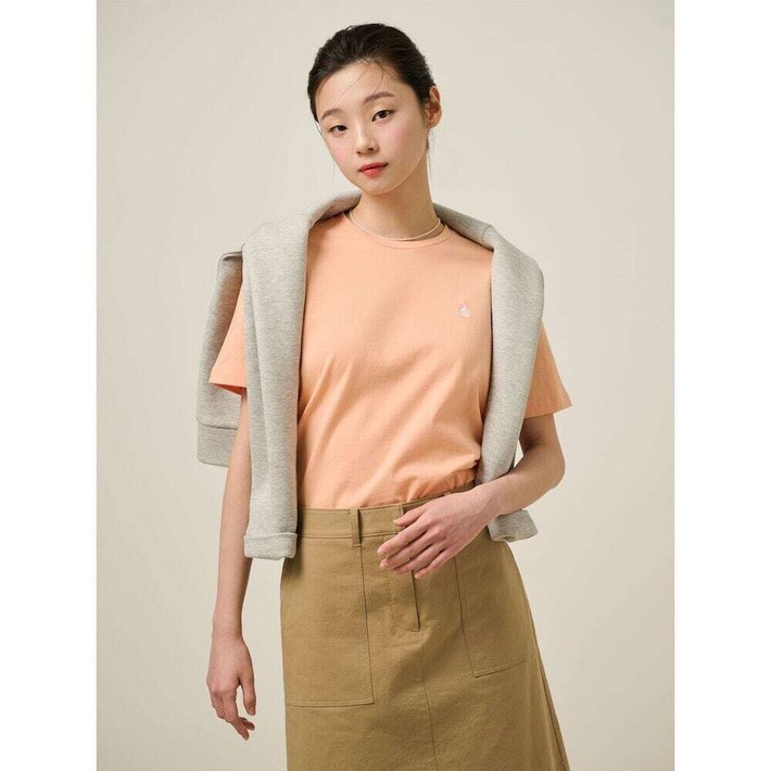 매장정품 빈폴레이디스 솔리드 반소매 티셔츠 오렌지 감성 모던핏