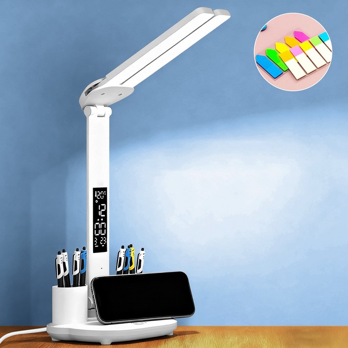 CIVILEE 블루라이트 차단 스마트 LED 책상 스탠드, 밝기색조 조절, 학생 독서용 눈보호 조명, 하얀색