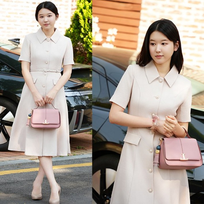 비비디아 2025 여름 신상 여성 정장 슬림핏 벨트 롱 원피스 하객룩 오피스룩 허리라인강조벨트포함5484