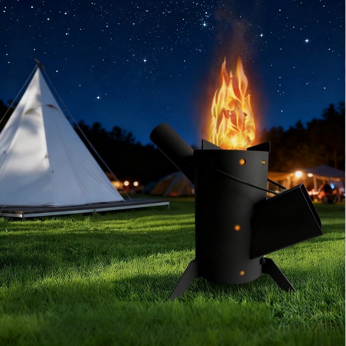 Moon 캠핑 화목난로 접이식 휴대용 무쇠장작난로 불벙 소형 화로대수납 가방, 1개