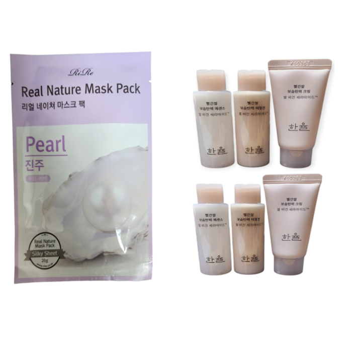 리르 리얼 네이쳐 진주 마스크팩 1매 한율 빨간쌀 미니 3종 세트2 set