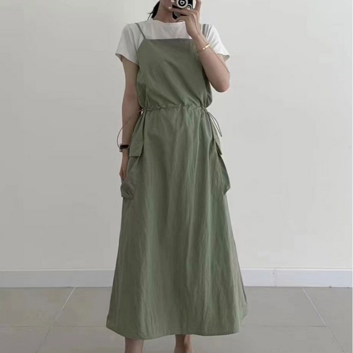 지니우우 허리조절 포켓 바스락 원피스 J0153A