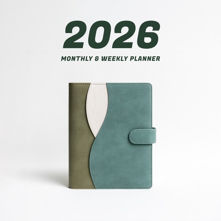 WAVY 프리미엄 6공 비즈니스 2026년 날짜형 다이어리, 올리브 그린 날짜형, 1개