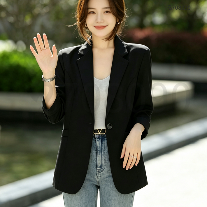 708090 여름 얇은 정장 코트 여성 날씬해 보이 는 9부 자켓