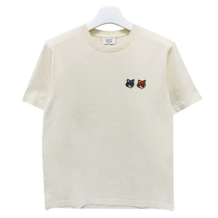 백화점정품 메종키츠네 반팔 티셔츠 25 더블 볼드 폭스 헤드 패치 컴포드 반팔티  라떼 OM011CFKJ0118 P702