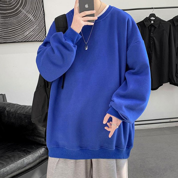 코디코치 데일리 오버핏 무지 라운드 맨투맨 티셔츠