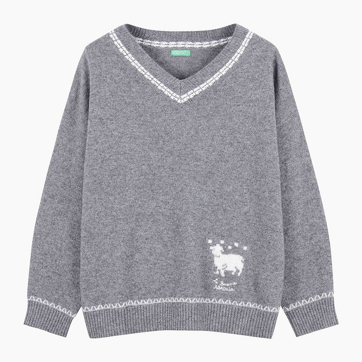 백화점정품 26년NEW 베네통 양 모티브 브이넥 니트 BAKP03511