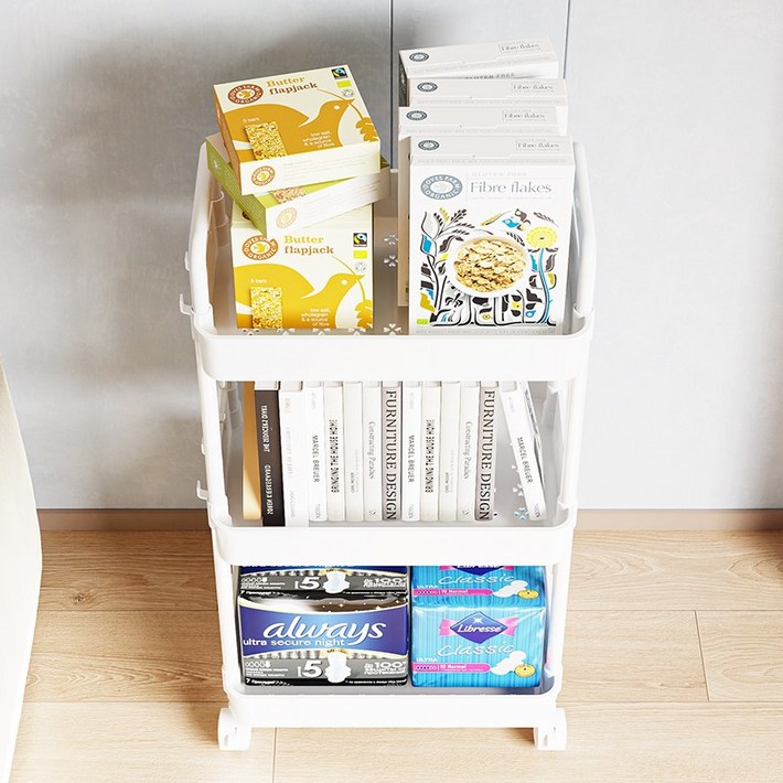 OYEAH 3단 수납 선반, 화이트, 3단