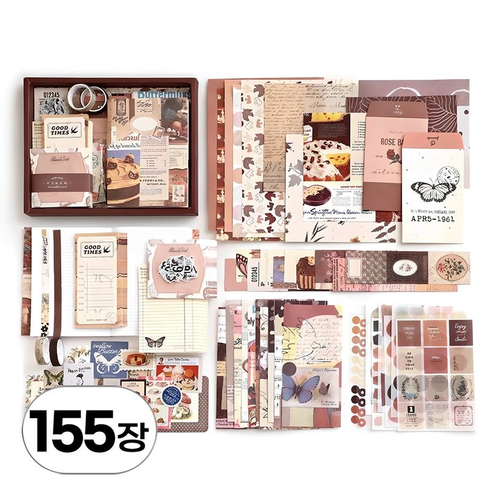 대용량 세트 빈티지 다꾸 스티커 메모지 배경지 패키지 레트로 스타일 키치 감성 sticker 팩 인스 용품 다이어리 꾸미기 조각 씰 스티커북