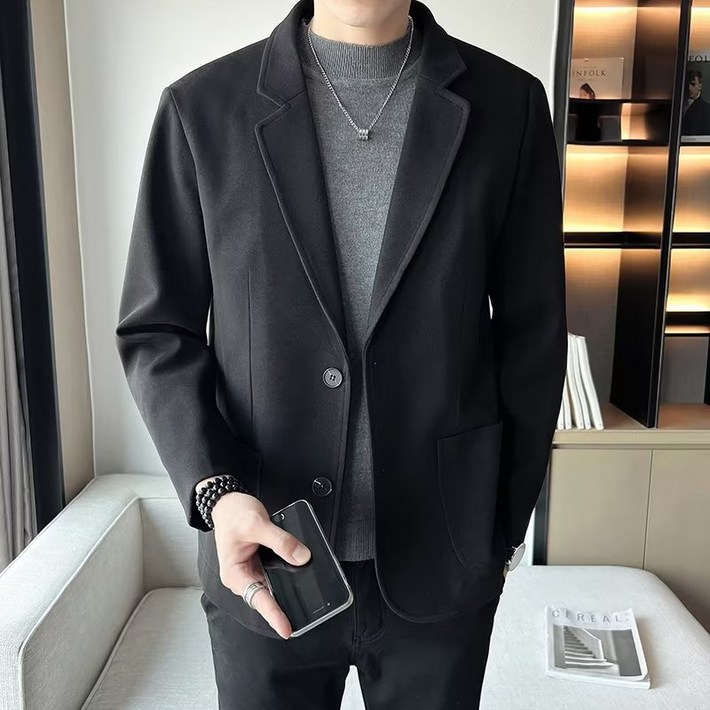 모던 호주산 양면 코트 울 정장 남 추동중 청년 비즈니스 모직 정장