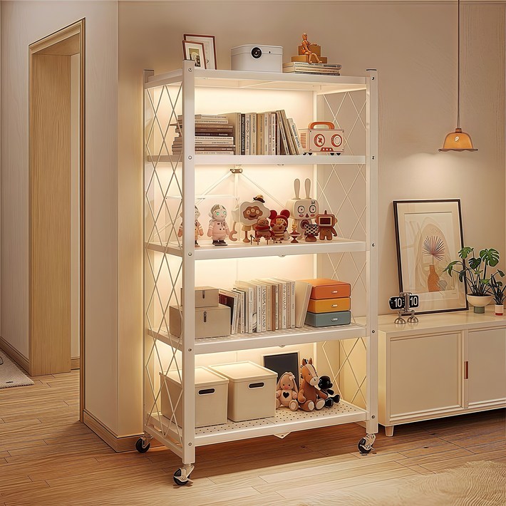 CUBBYCASE 접이식 메탈선반 이동식 수납랙 다용도 선반 무조립