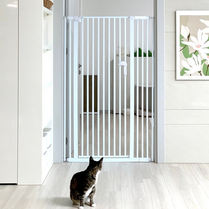핸들 캣 고급 고양이 안전문 프리미엄 150cm, 화이트가로 116125cm, 1세트