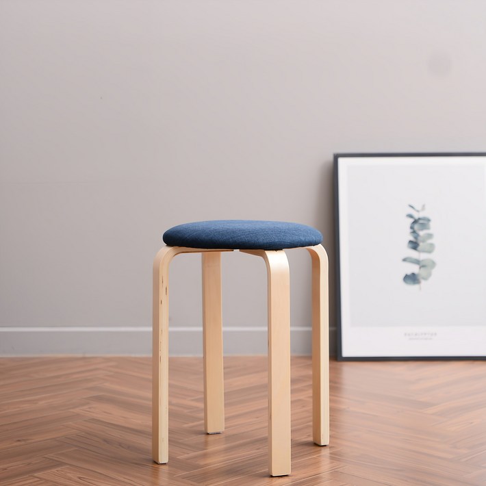아이코닉하우스 플레인 원목 패브릭 스툴