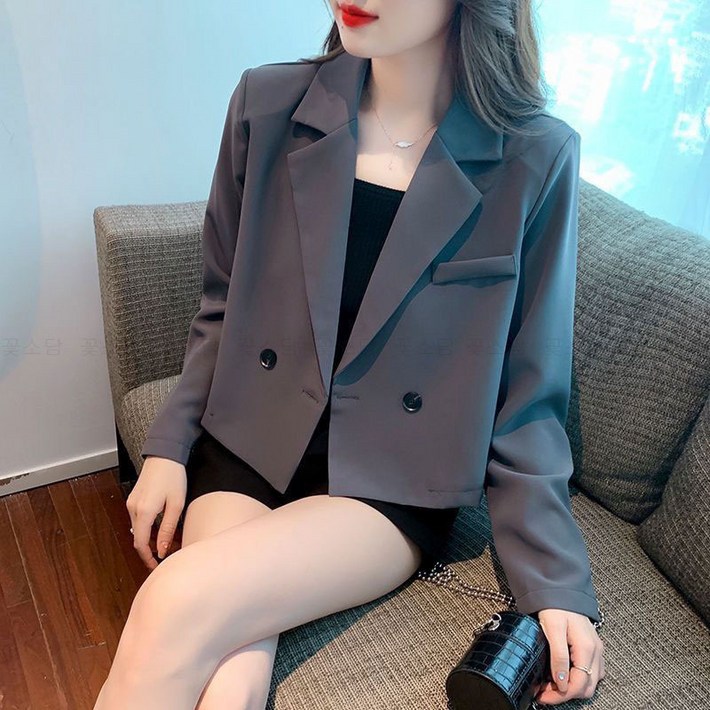 꽃소담 여성 봄 여름 크롭 정장자켓 루즈핏 숏 블레이저 재킷 키작녀 링클프리 HXY26A303