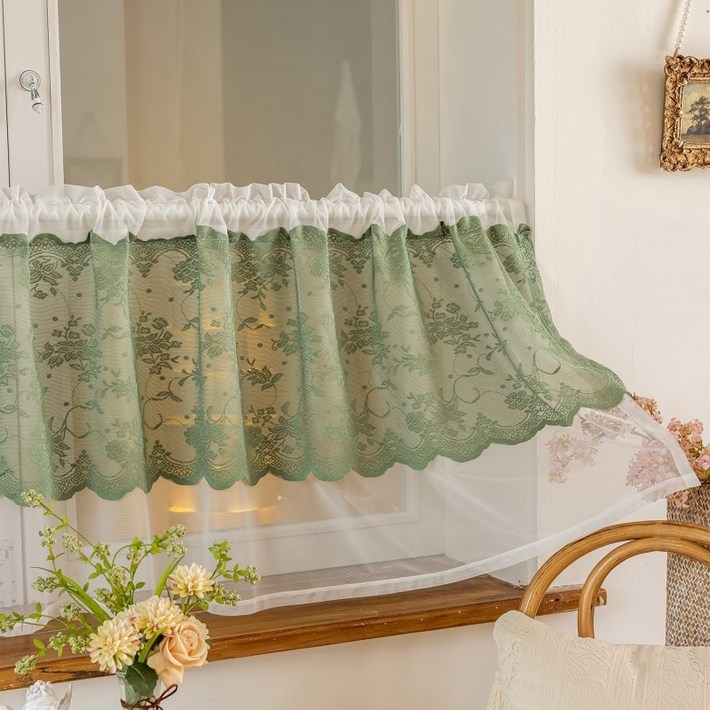 레이스 이중 가림막커튼 예쁜 카페짧은 커튼