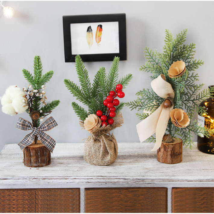 ROOICE 크리스마스 미니  혼합트리 실내 소형 장식트리 세트 스티커 증정SDSMF7