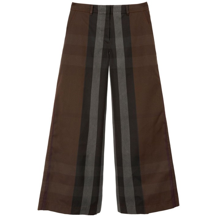 버버리 체크 패턴 와이드 팬츠