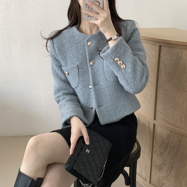추동풍 쇼트 슬림 모직 코트