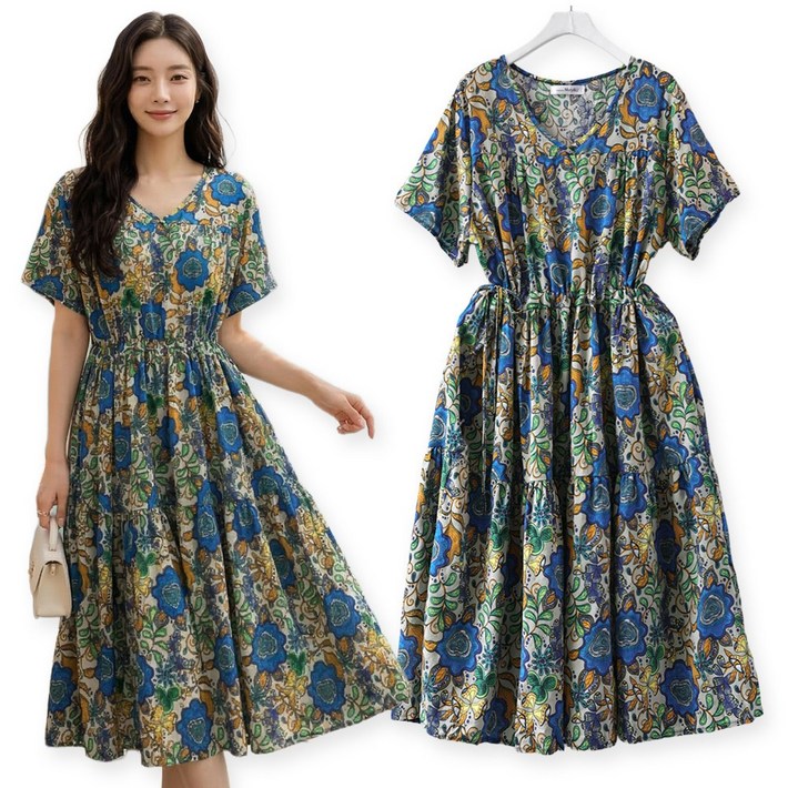 메리앤유 빅사이즈까지 입는 양포켓 아사면 여름원피스