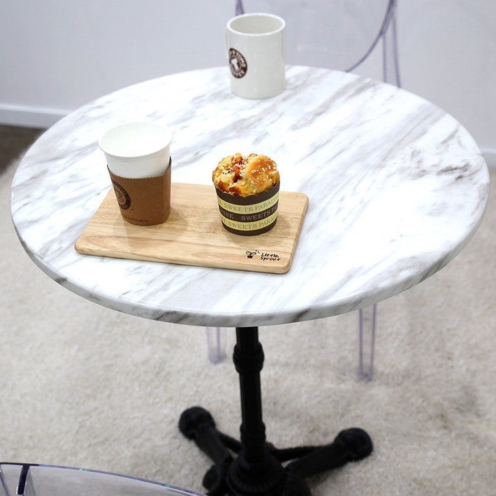 스토니 600 인조대리석 테이블 상판 다리없음, 화이트원형