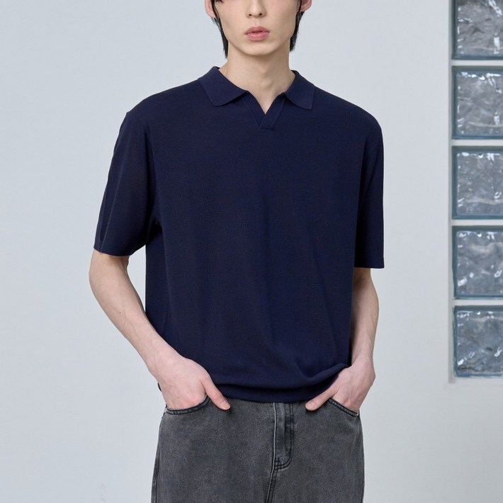 6차 리오더 COOL 냉감원단 에이지오디 플레인 카라 하프 니트 쿨링 쿨 여름 반팔 반소매 피케 스판 니트