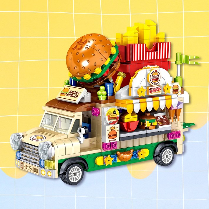 인기 호환레고 미니블럭 푸드트럭 5종  아이스크림 햄버거 과일 케이크 캠핑